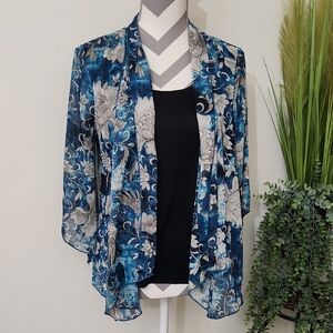 Sara Michelle Blue and White Patterned Top Blouse